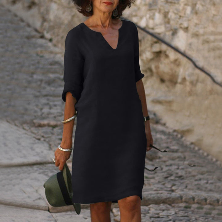 Clara | Dame Elegant Sommerkjole med V-udskæring