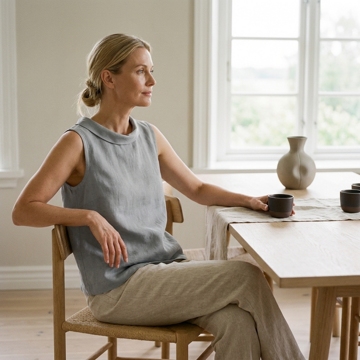 Ingrid | Dame Elegant Ærmeløs Top med Rullekrave
