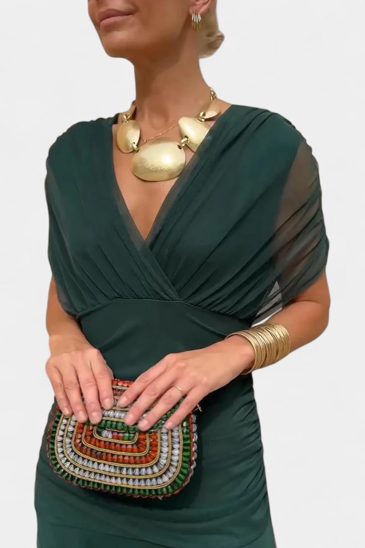 Iselina | Dame Maxikjole med V-udskæring i Flowy Stil