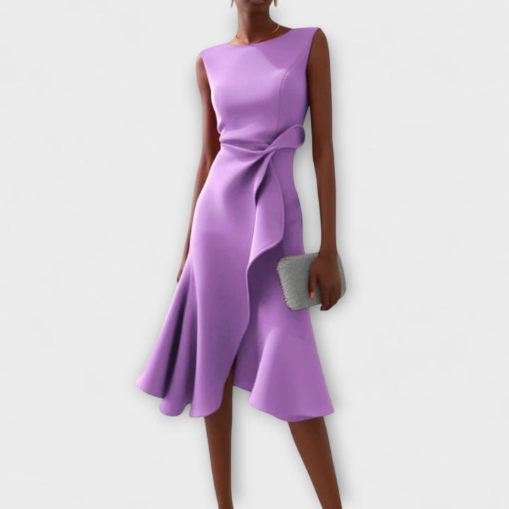 Sofia | Dame Elegant Asymmetrisk Midikjole